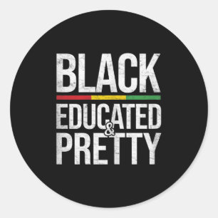 Sticker Rond Womens Black Educated Pretty African American Bl
