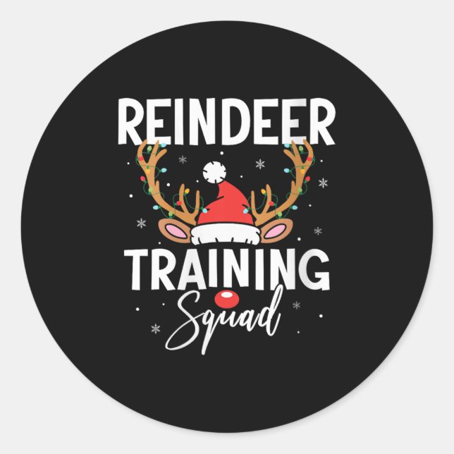 Sticker Rond Womens Christmas Running Team Funny Reindeer Train (Devant)