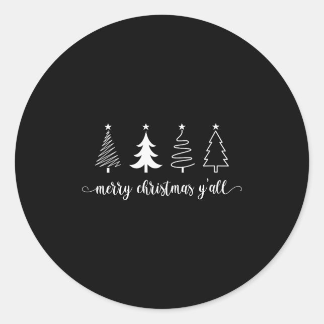 Sticker Rond Womens Christmas Tree Merry Christmas Y'all Cute W (Devant)