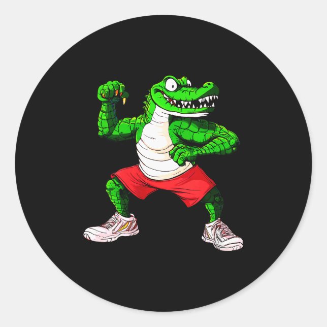 Sticker Rond Womens Fitness Crocodile V-neck  (Devant)