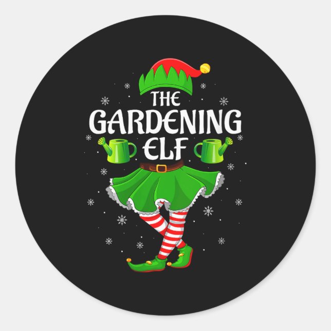 Sticker Rond Womens Gardening Elf Christmas Family Girls Women  (Devant)