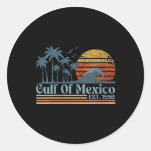 Sticker Rond Womens Golfe Du Mexique Est 1550 Plage Vintage Rét
