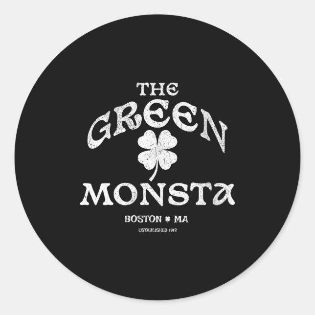 Sticker Rond Womens Green Monsta Funny Boston M New England Srt (Devant)