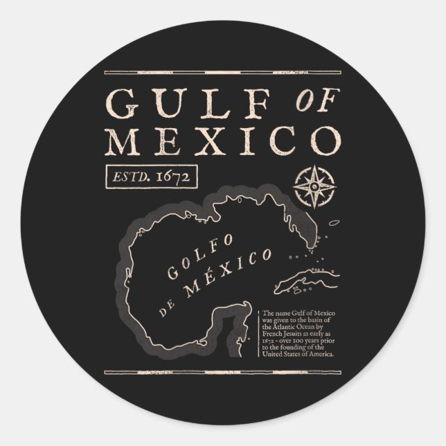 Sticker Rond Womens Gulf Of Mexico 1672 Historic Map V-neck  (Devant)