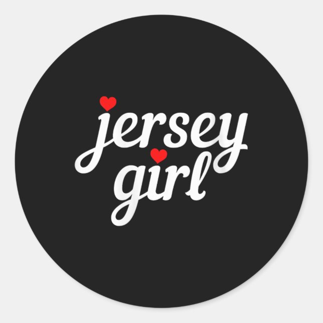 Sticker Rond Womens Jersey Girl New Jersey Heart Funny Cute New (Devant)