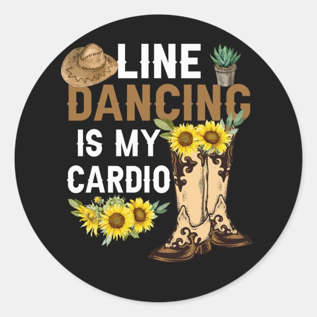 Sticker Rond Womens Line Dancing Is My Cardio Dancer Country Mu (Devant)