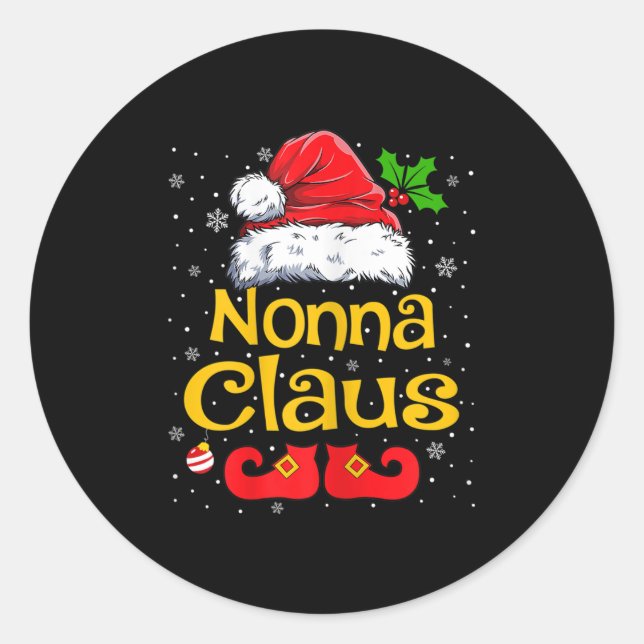Sticker Rond Womens Matching Family Christmas Santa Hat Xmas Fu (Devant)