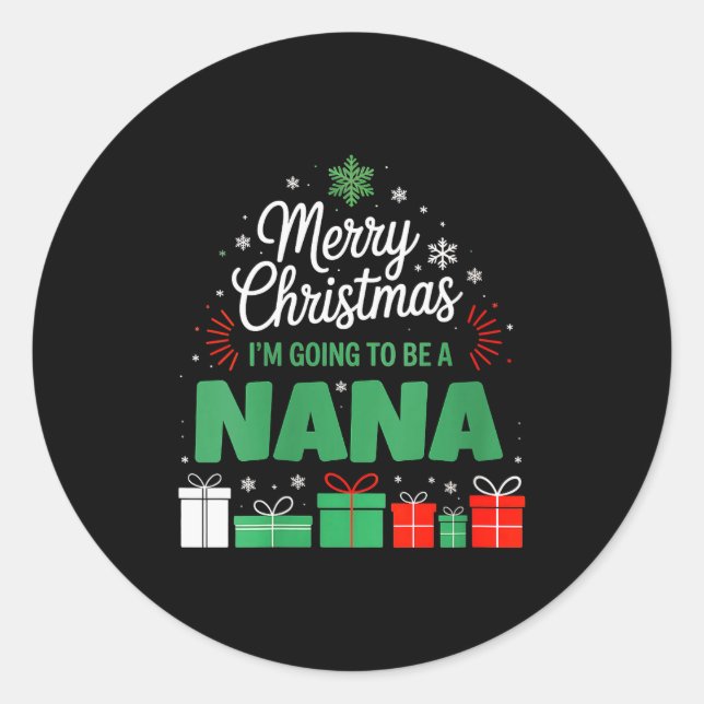 Sticker Rond Womens Merry Christmas I'm Going To Be A Nana Preg (Devant)