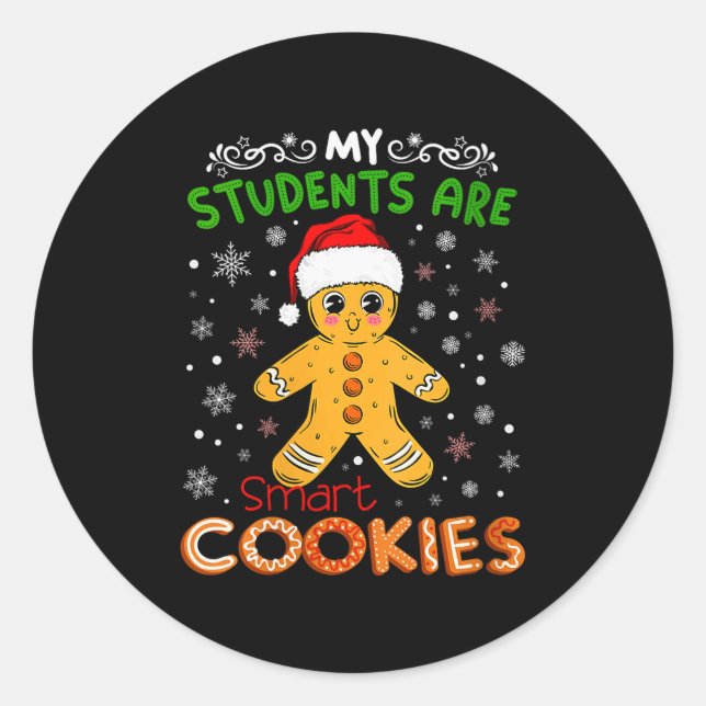Sticker Rond Womens My Students Are Smart Cookies Christmas Gin (Devant)