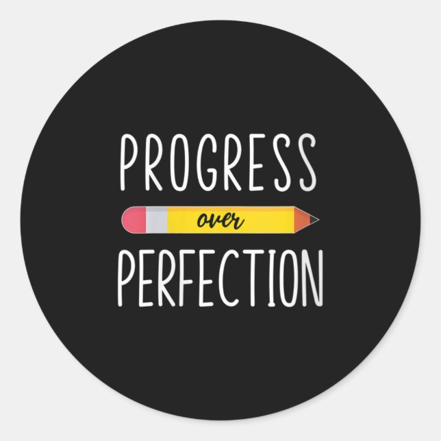 Sticker Rond Womens Progress Over Perfection Motivational Back  (Devant)