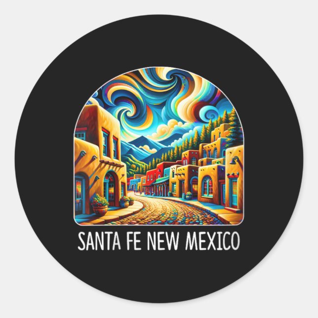 Sticker Rond Womens Santa Fe New Mexico - Expressionism Art - V (Devant)