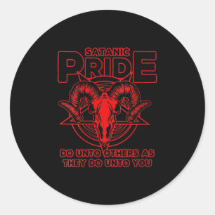 Sticker Rond Womens Satanism Pagan Goat Satan