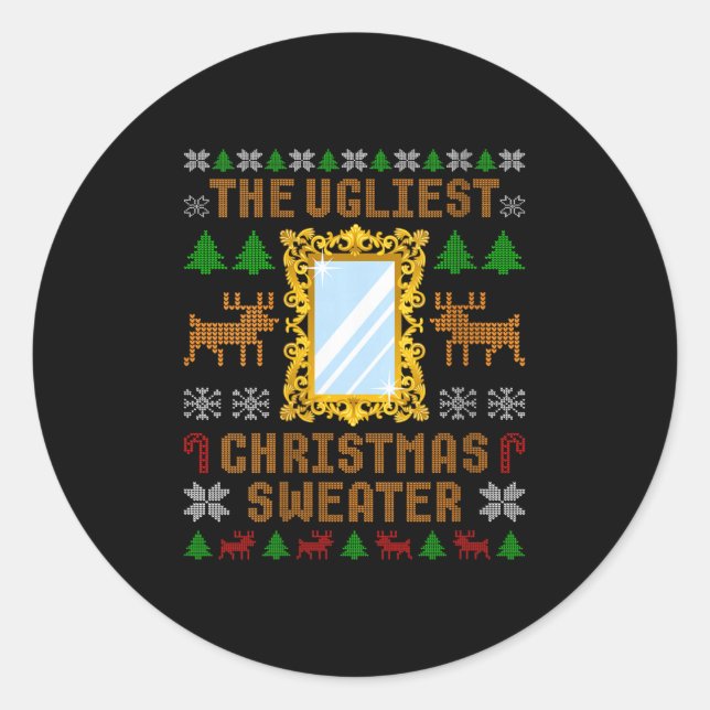 Sticker Rond Womens The Ugliest Christmas Sweater With An Image (Devant)