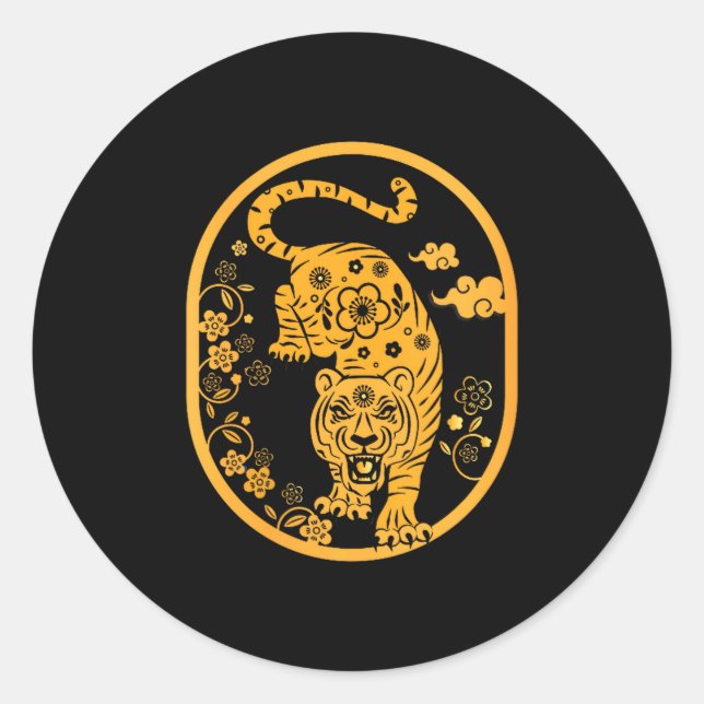 Sticker Rond Womens Traditional Art Chinese New Year 2022 Year  (Devant)