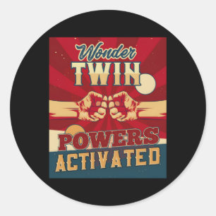 Sticker Rond Wonder Twin Powers Activé Twins Enfants frères