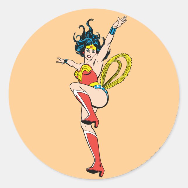 Sticker Rond Wonder Woman Bras levés (Devant)