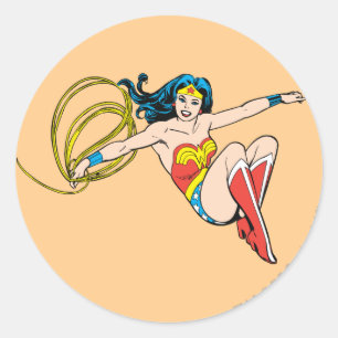 Sticker Rond Wonder Woman Jumping
