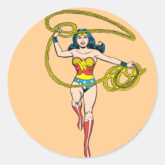 Sticker Rond Wonder Woman Lasso au-dessus de la tête (Devant)