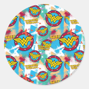 Sticker Rond Wonder Woman Spray Motif de peinture