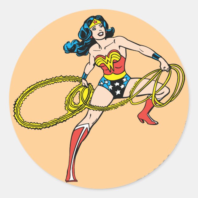 Sticker Rond Wonder Woman Swing Lasso Right (Devant)