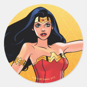 Sticker Rond Wonder Woman With Lasso - Fight For Justice