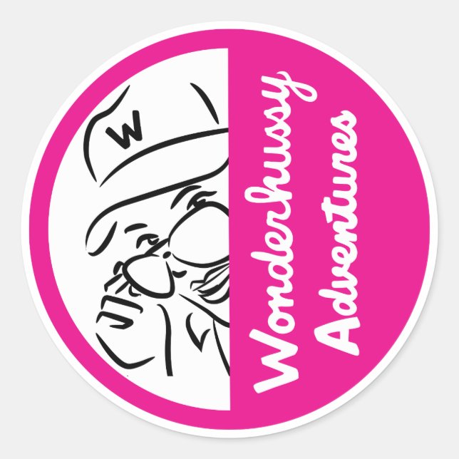 Sticker Rond Wonderhussy Adventures Pink & White Peek-a-boo (Devant)