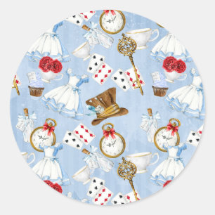 Sticker Rond Wonderland Alice Motif