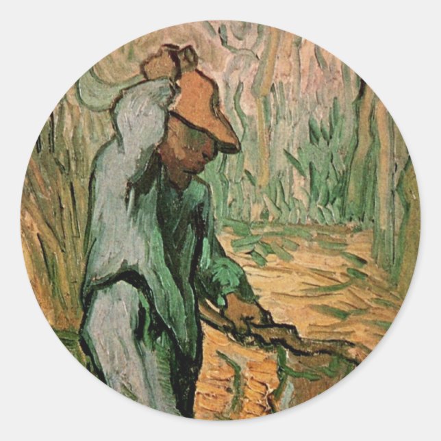 Sticker Rond Woodcutter (après Millet) par Vincent van Gogh (Devant)