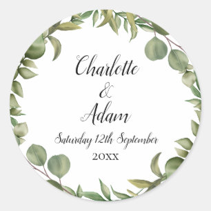 Sticker Rond Woodland Eucalyptus Mariage de verdure