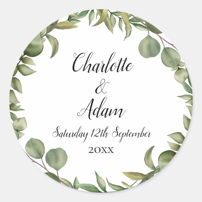 Sticker Rond Woodland Eucalyptus Mariage de verdure (Devant)