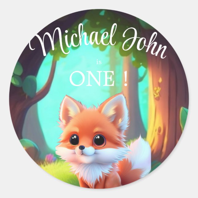 Sticker Rond Woodland forêt amis mignon bébé foin (Devant)