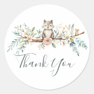 Sticker Rond Woodland Watercolor Animals