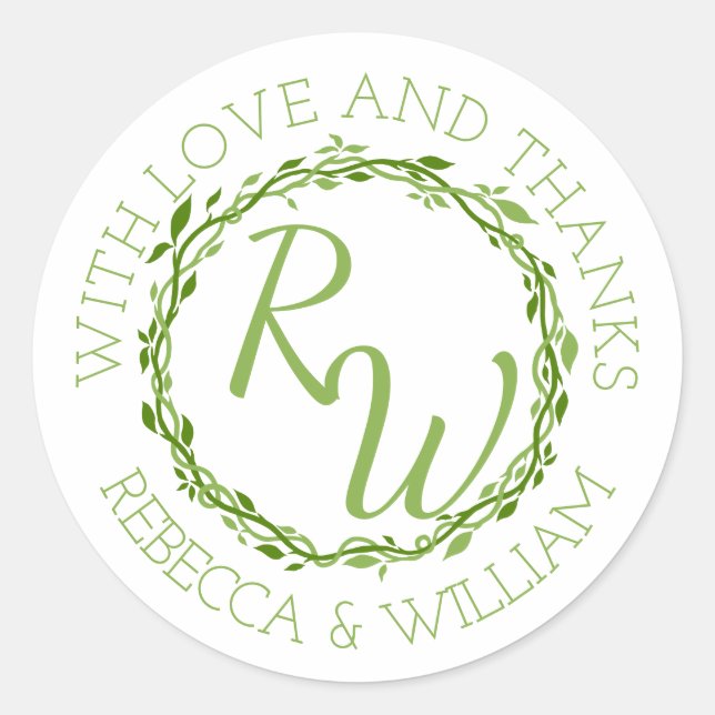 Sticker Rond Woodsy Elegance | Mariage Vine Merci Favoriser (Devant)