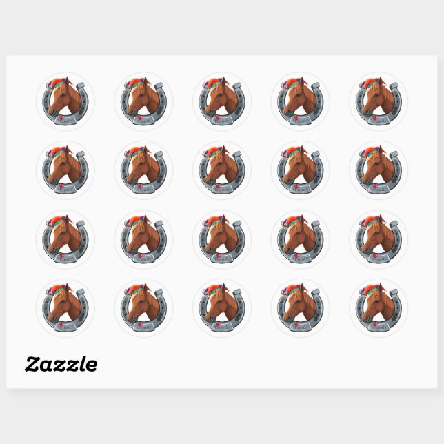 Sticker Rond Woody le poney (Feuille)