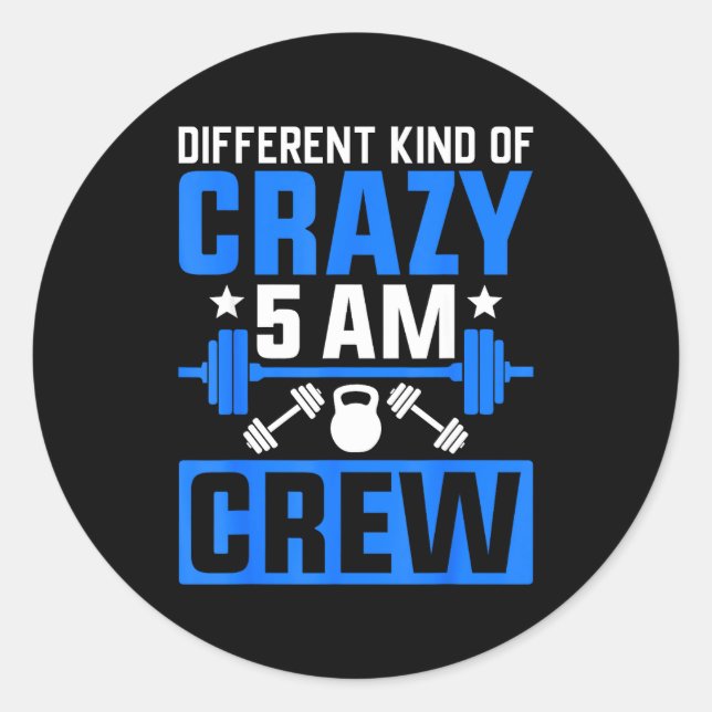 Sticker Rond Workout Squad 5am Crew Funny Gym Quote  (Devant)