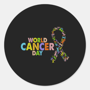 Sticker Rond World Cancer Day Ribbon Support Cancer All Ribbon