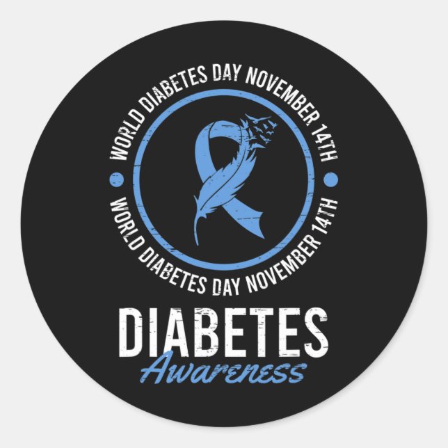Sticker Rond World Diabetes Day November Disease Awareness Insu (Devant)