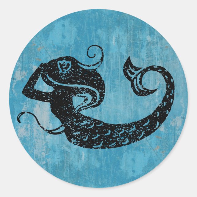 Sticker Rond Worn Mermaid (Devant)