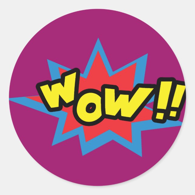 Sticker Rond Wow Pop Art (Devant)