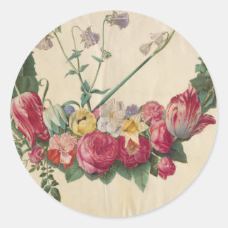 Sticker Rond Wreath Florale d'Art vintage