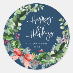 Sticker Rond Wreath moderne vacances heureuses
