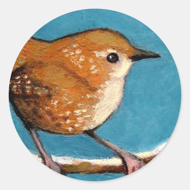 STICKER ROND WREN IN OIL PASTEL (Devant)