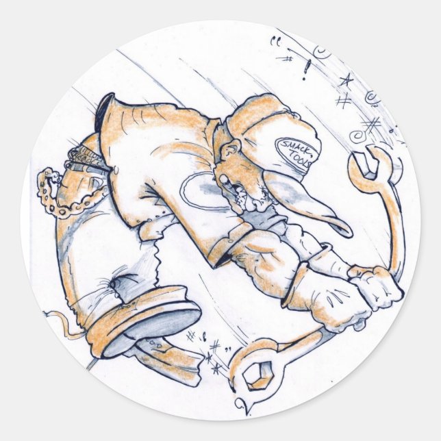 Sticker Rond Wrencher mécanique sauvage (Devant)
