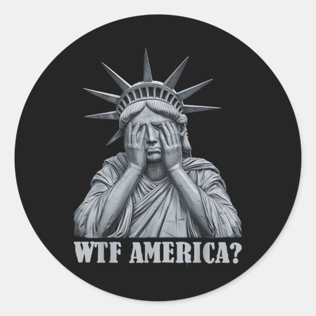 Sticker Rond Wtf America_ Anti-Trump Politique Et Démocratie (Devant)