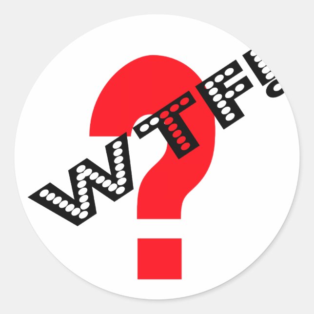 Sticker Rond WTF avec point d'interrogation (Devant)