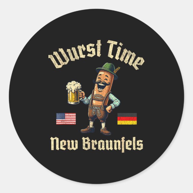 Sticker Rond Wurst Time Wurst Fest German Beer Festival New Bra (Devant)