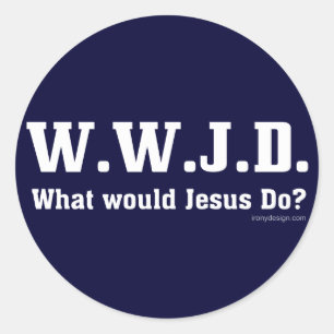 Sticker Rond WWJD ? Que ferait Jésus ?