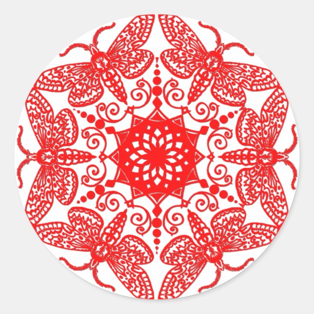 Sticker Rond Wycinanka Moth Motif (Devant)
