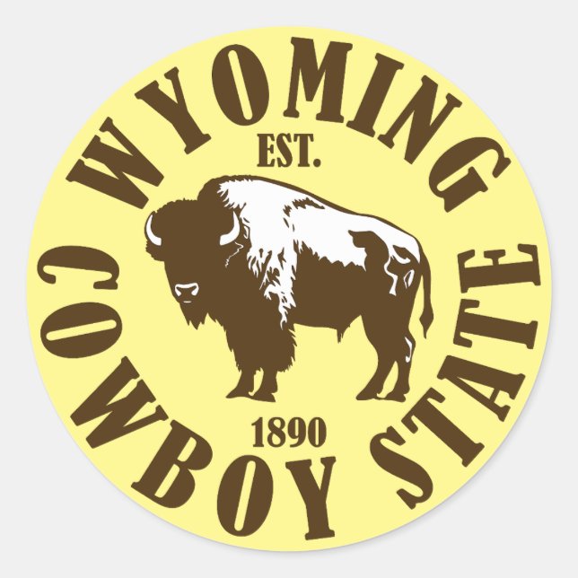 Sticker Rond Wyoming, État Cowboy (Devant)
