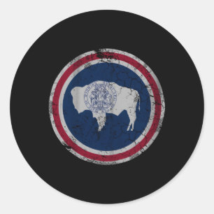 Sticker Rond Wyoming Flag Famille Faded